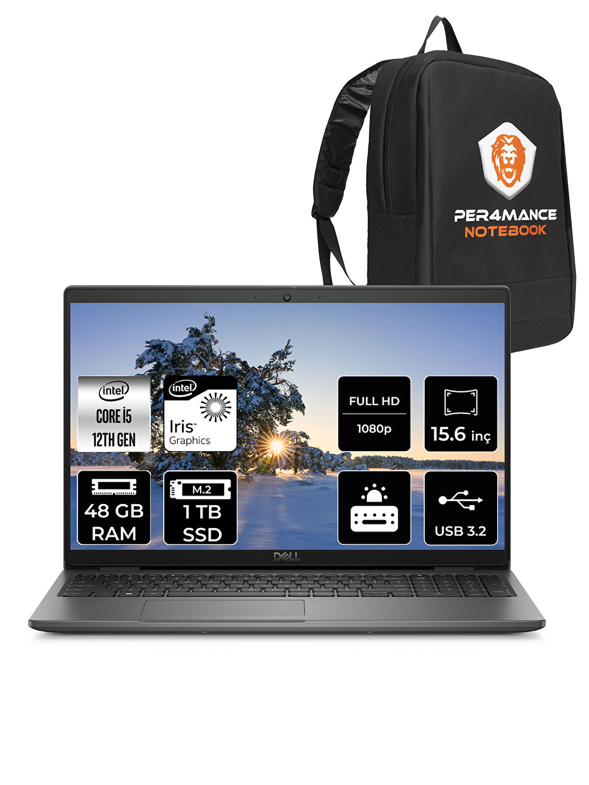 Dell Latitude 3540 Intel Core i5 1235U 48GB 1TB SSD 15.6" FHD FDOS Taşınabilir Bilgisayar & PER4 Çanta