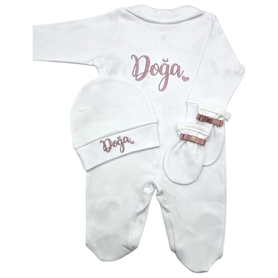 İsimli Hastane Çıkışı 3 lü Set Gül Kurusu Pembe