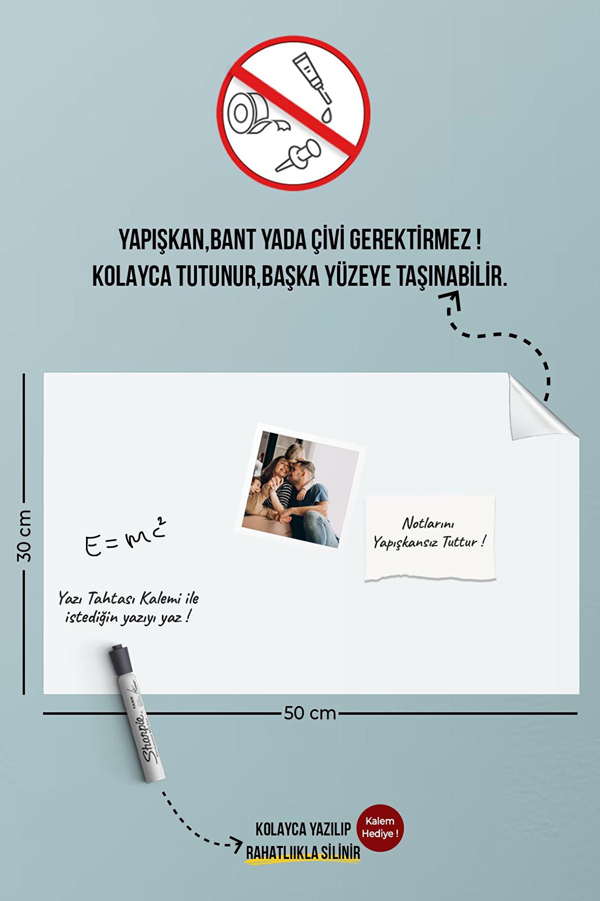 Yapışkansız Tutunabilen Beyaz Akıllı Kağıt 50x70