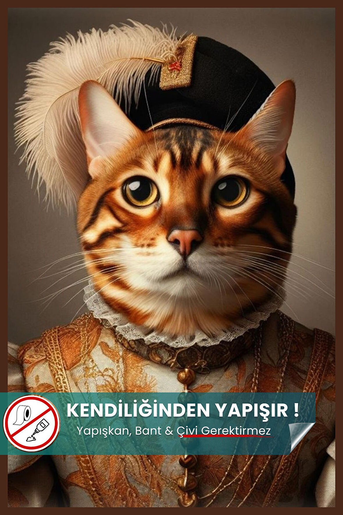 Bengal Kedisi Posteri, Yapışkansız Tutunan Akıllı Kağıt, Premium Baskı Poster (Yapay Zeka Tasarım)