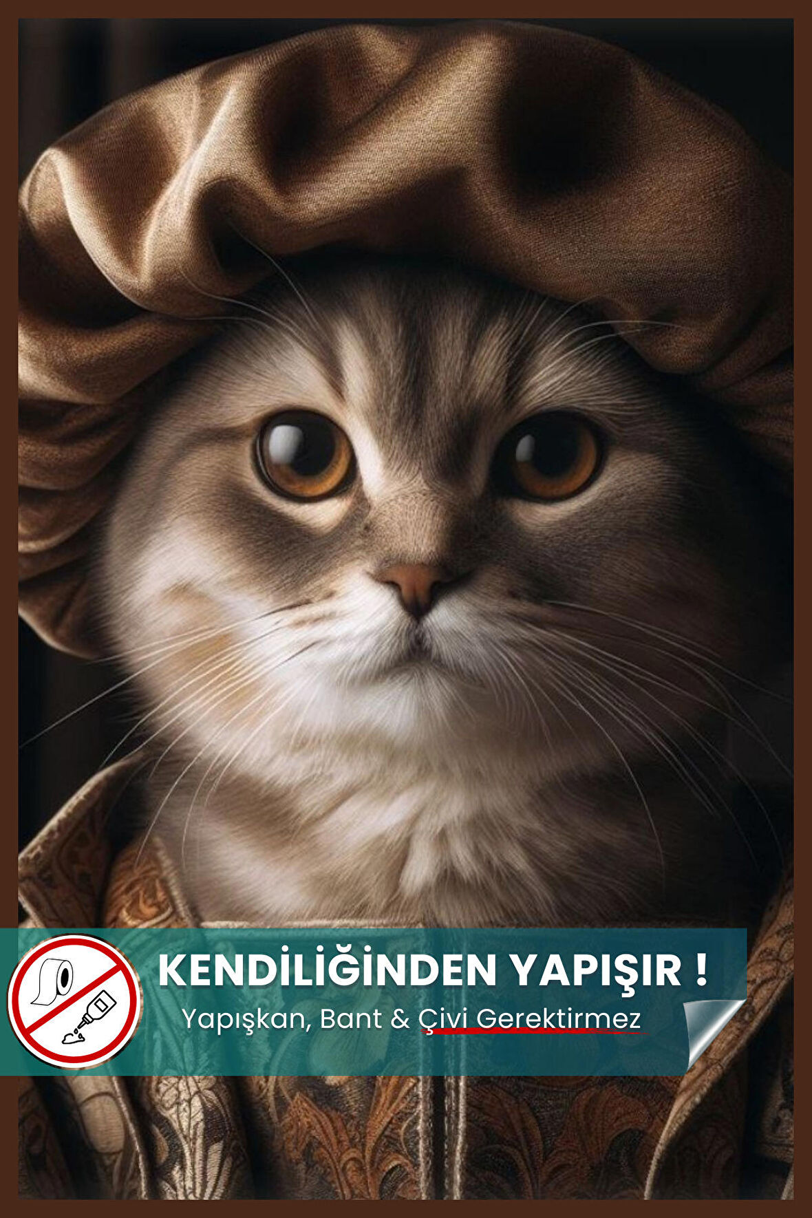 British Kedi Poster, Yapışkansız Premium Baskı Statik Poster, British Shorthair, Yapay Zeka Tasarım