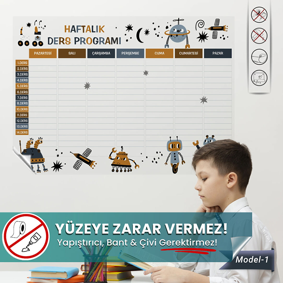 Haftalık Ders Programı, Yüzeye Zarar Vermeyen Sihirli Inovatif Akıllı Kağıt, Ders Planlayıcı