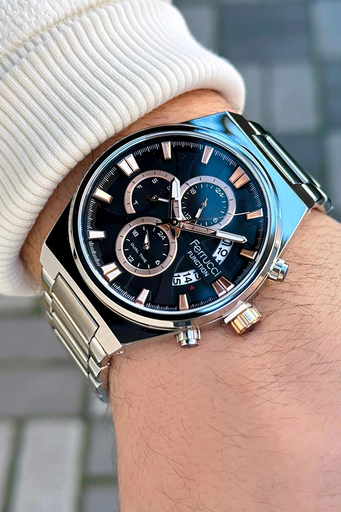 Ferrucci Function FCF 03250FM.02 Çelik Kordon Erkek Kol Saati