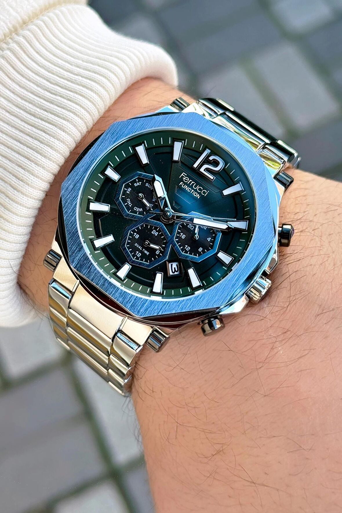 Ferrucci Function FCF.03255FM.03 Çelik Kordon Erkek Kol Saati