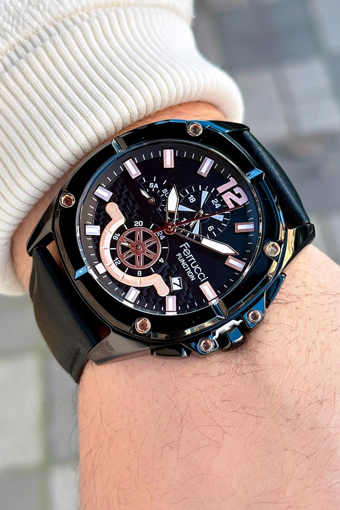 Ferrucci Function FCF.03276FK.05 Deri Kordon Erkek Kol Saati