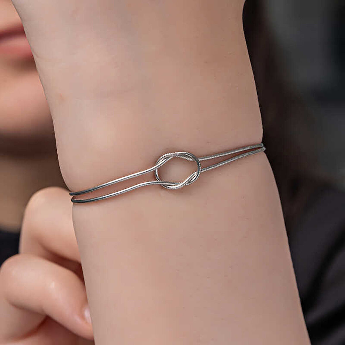 Himarry 925 Ayar Gümüş Aşk Düğüm Kadın Bileklik
