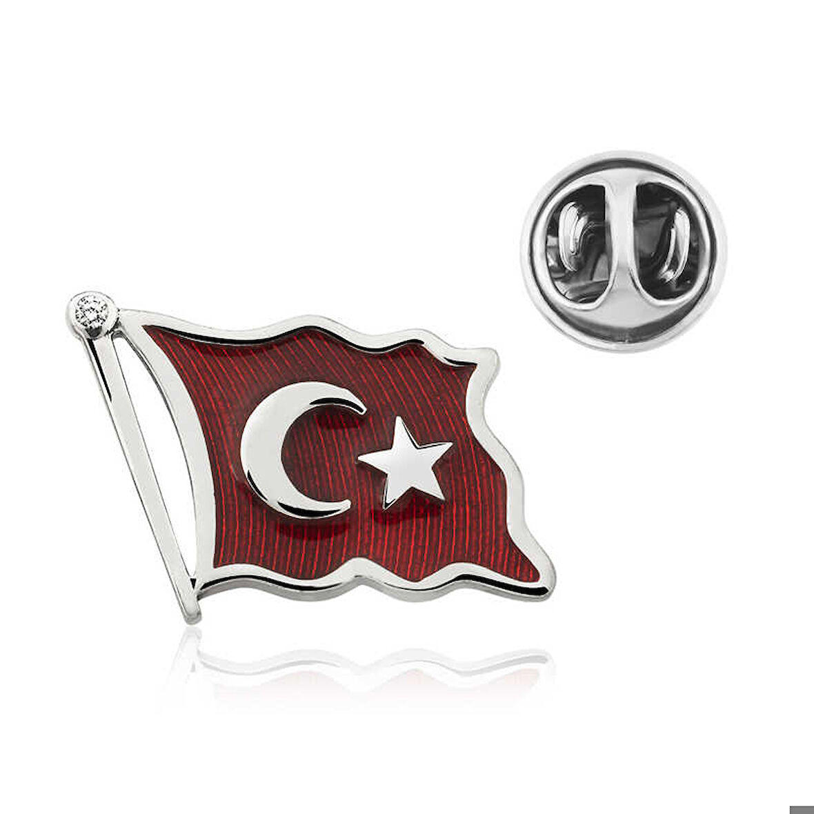 Himarry 925 Ayar Gümüş Türk Bayrağı Rozet