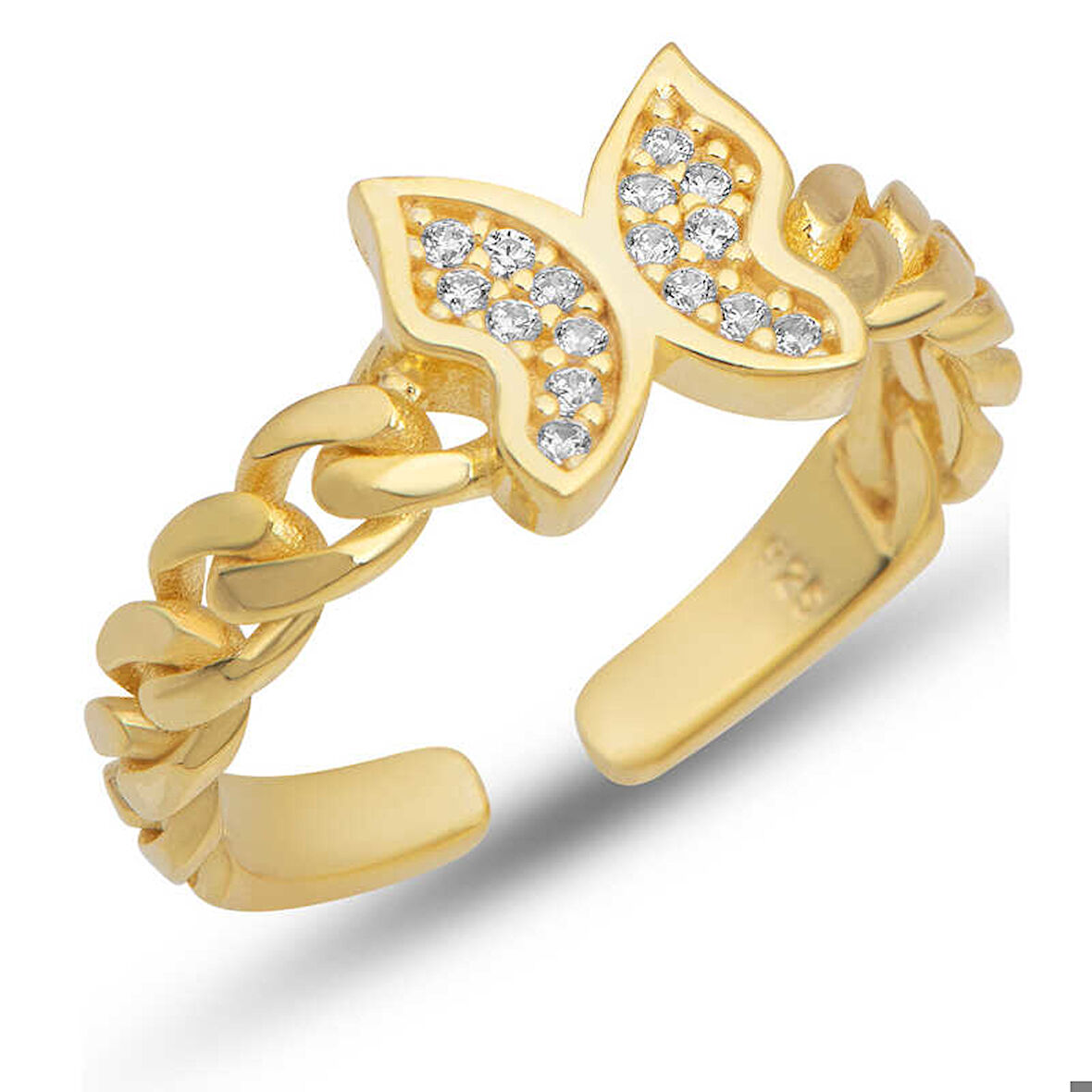Himarry Gümüş Ayarlanabilir Gold Kelebek Kadın Yüzük