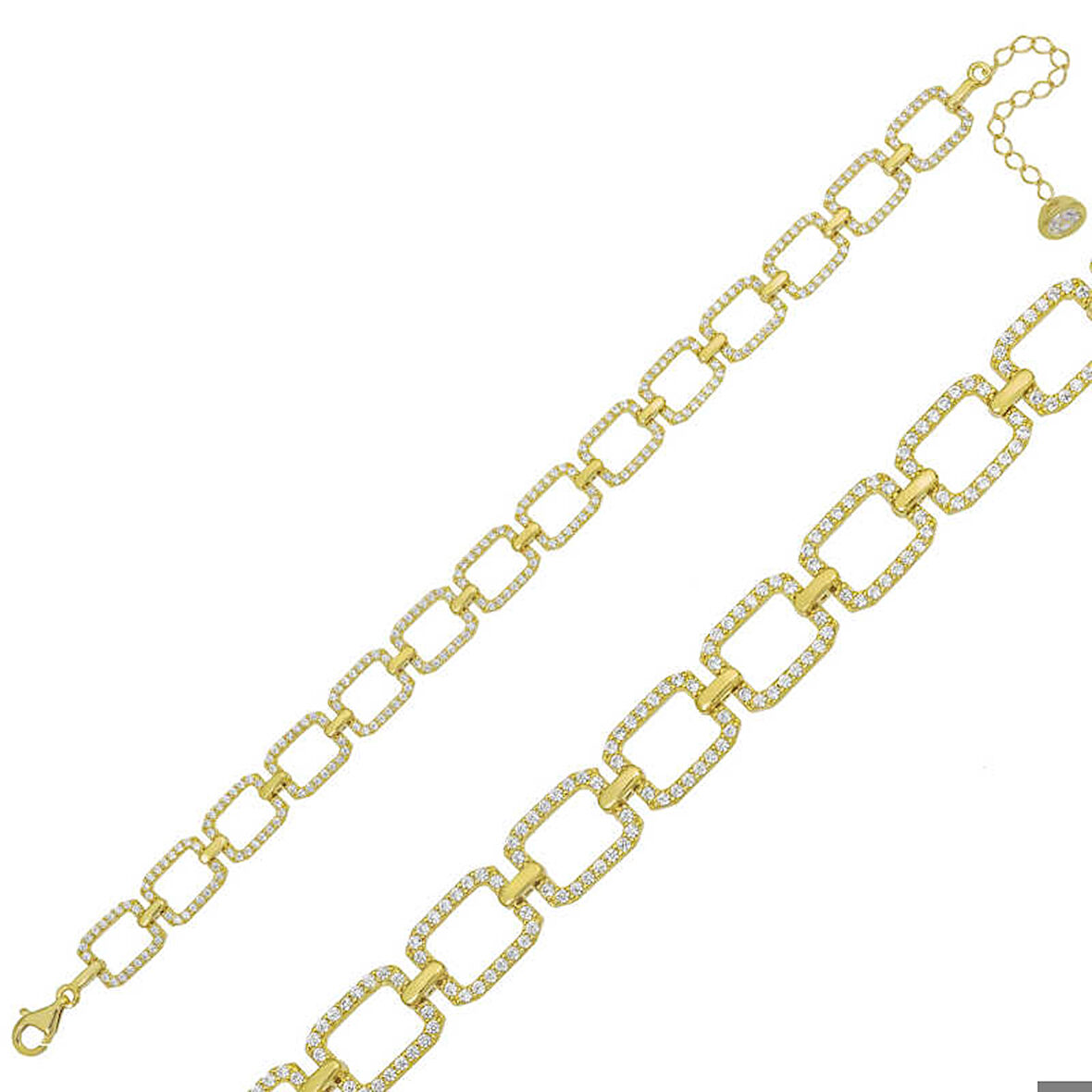Himarry 925 Ayar Gümüş Gold Kare Taşlı Bileklik