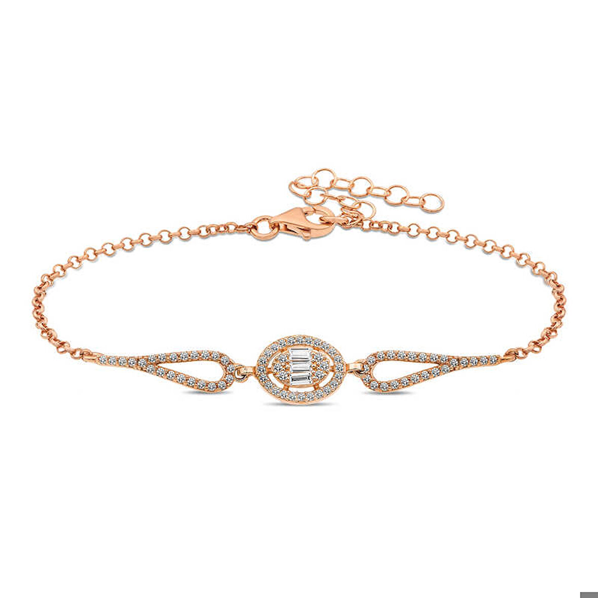 Himarry 925 Ayar Gümüş Rose Oval Baget Bileklik