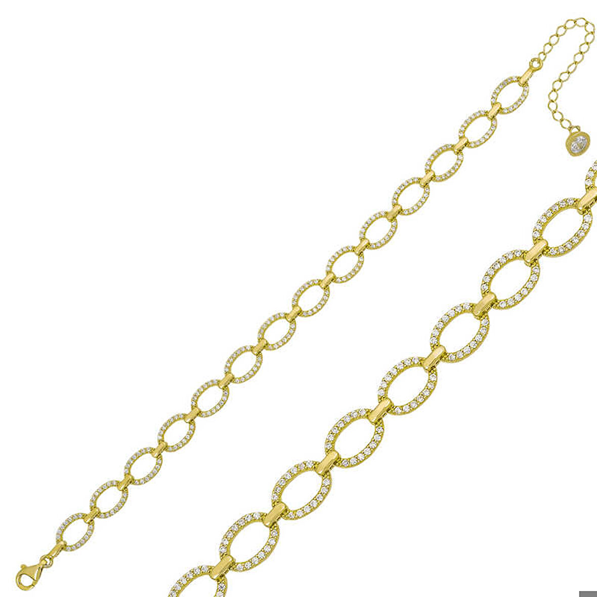 Himarry 925 Ayar Gümüş Gold Oval Taşlı Bileklik