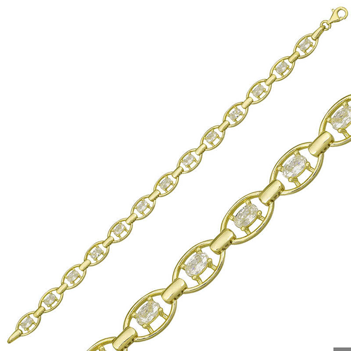 Himarry 925 Ayar Gümüş Gold Oval Su Yolu Bileklik