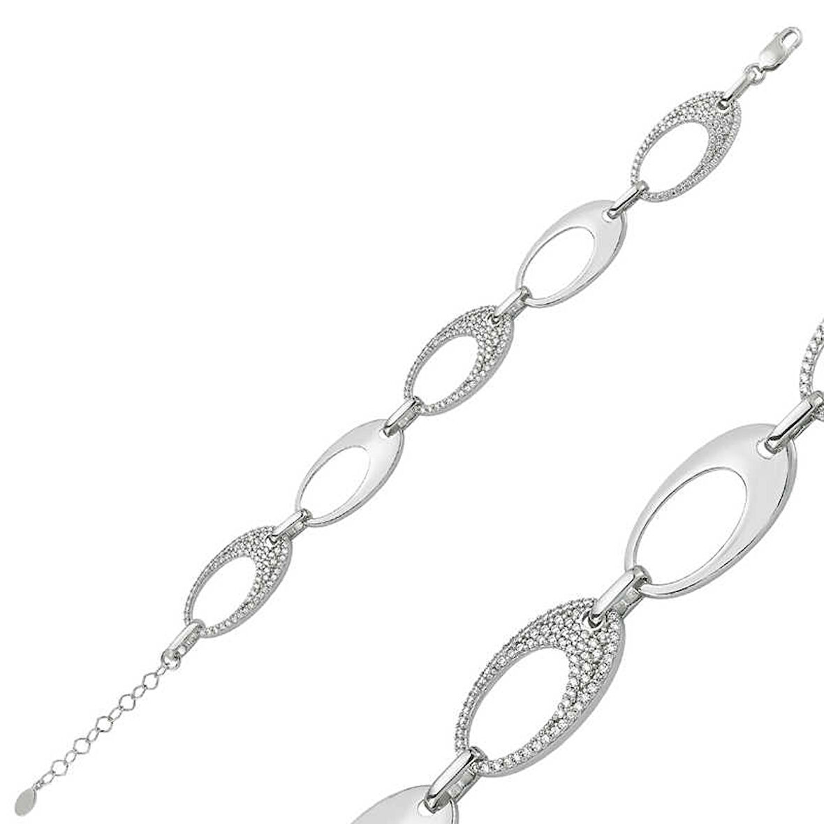 Himarry 925 Ayar Gümüş Taşlı Oval Bileklik