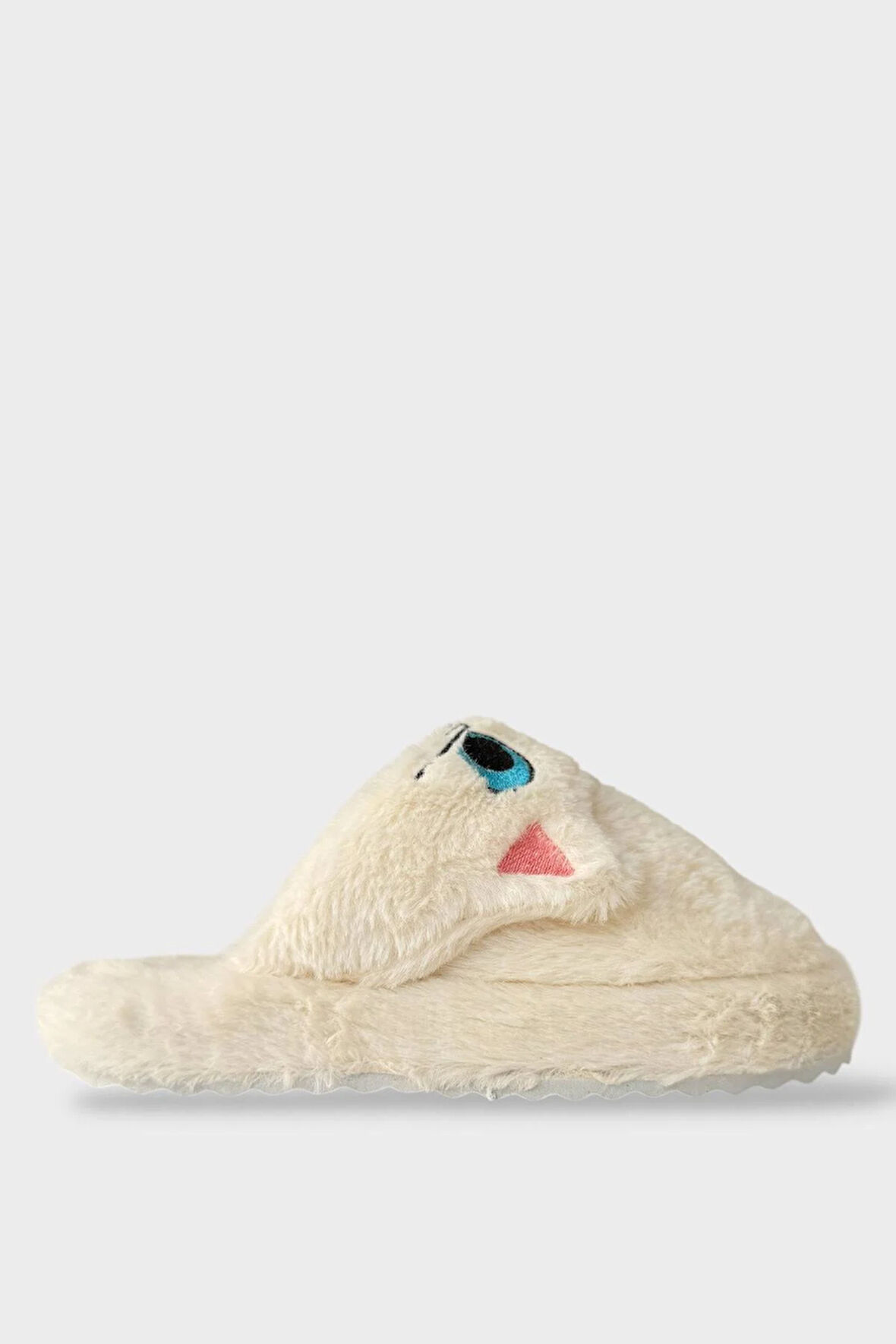 Kadın Kışlık Kedi Figürlü Kaydırmaz Taban Ev Terliği Panduf BEYAZ