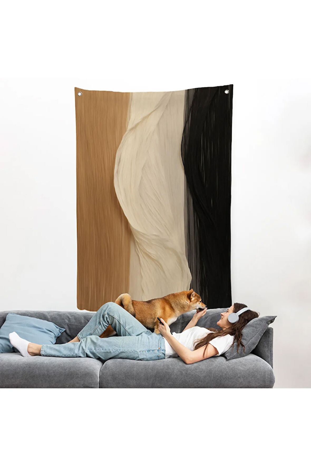 Kumaş Desenli Dekoratif Duvar Örtüsü-7596