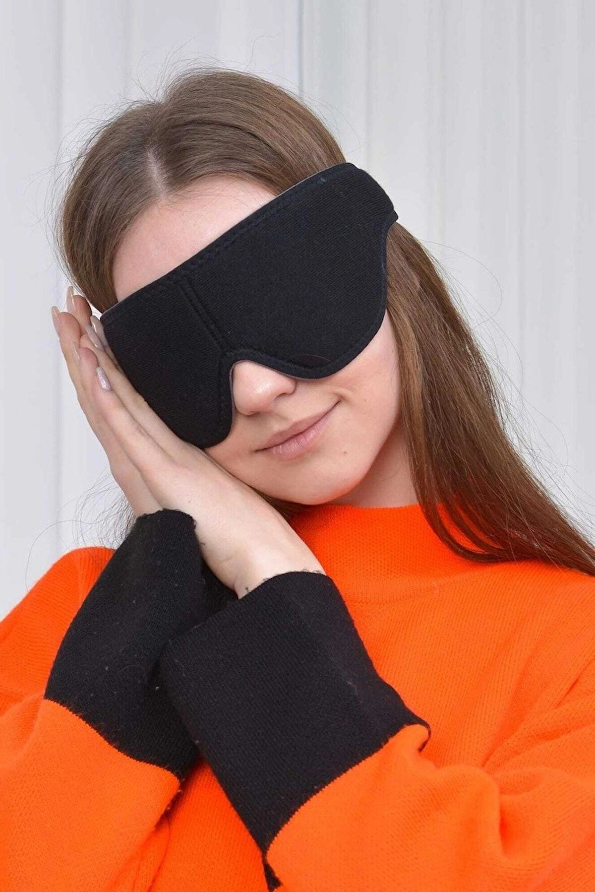 Uyku Göz Maskesi Pamuklu Yıkanabilir Işık Önleyici Unisex Uyku Bandı Siyah