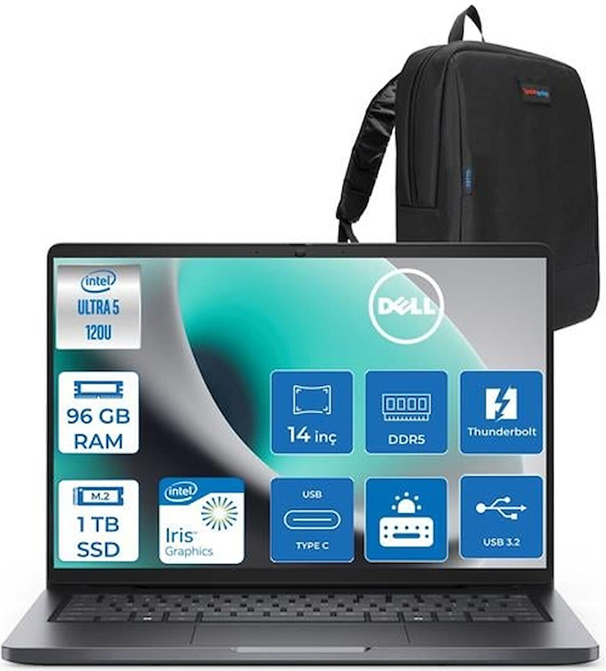 Dell Pro 14 Intel Core 5 120U 96GB Ddr5 1tb SSD Intel Graphics 14" Fhd+ IPS 300NITS Ubuntu Taşınabilir Bilgisayar PC14250C516520F22 + Zettaçanta