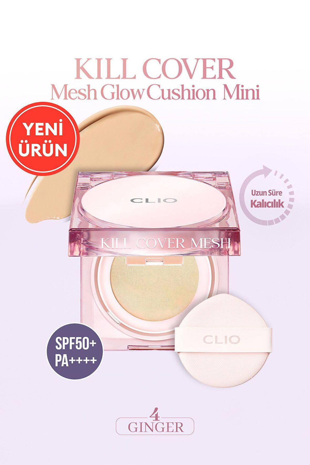 Yoğun Nem ve Işıltı Veren Cushion CLIO Kill Cover Mesh Glow Cushion Mini (4 Ginger) SPF50+ PA++++