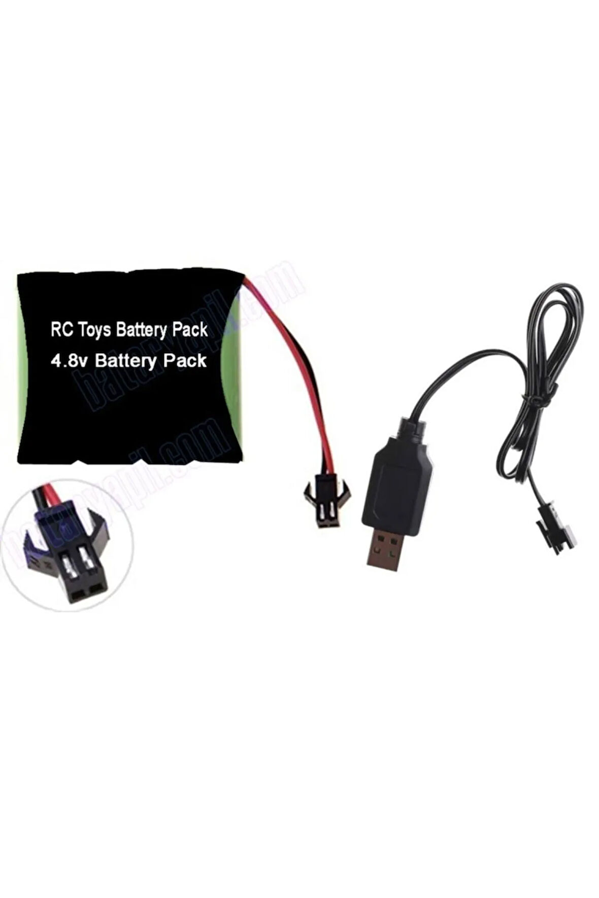 4.8v 1100mah Siyah Soketli Oyuncak Araba Pili Ve Usb Şarj Cihazı