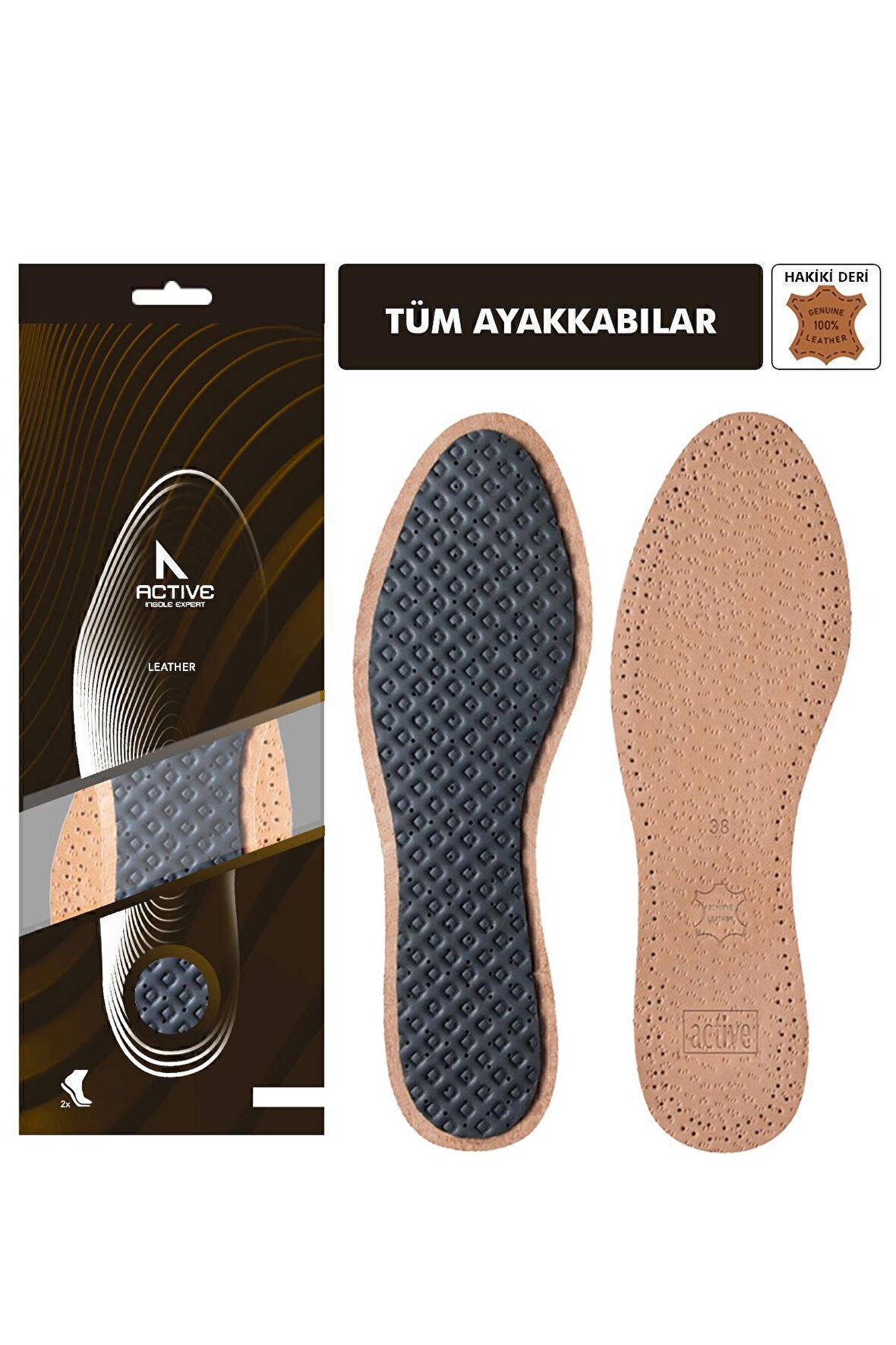 LT03 - Delüks Deri | Tüm Ayakkabılar Ile Uygun, Koku Önleyici, Ter Emici, Kaymaz Iç Tabanlık