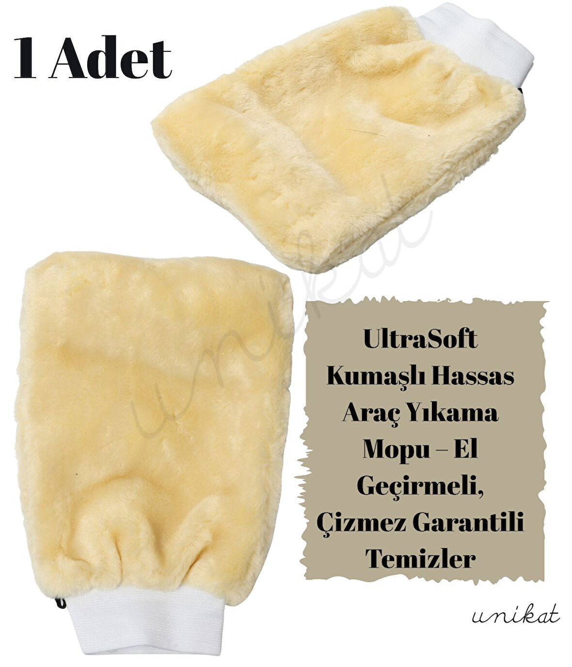 UNİKAT UltraSoft Kumaşlı Hassas Araç Yıkama Mopu – El Geçirmeli, Bol Köpük