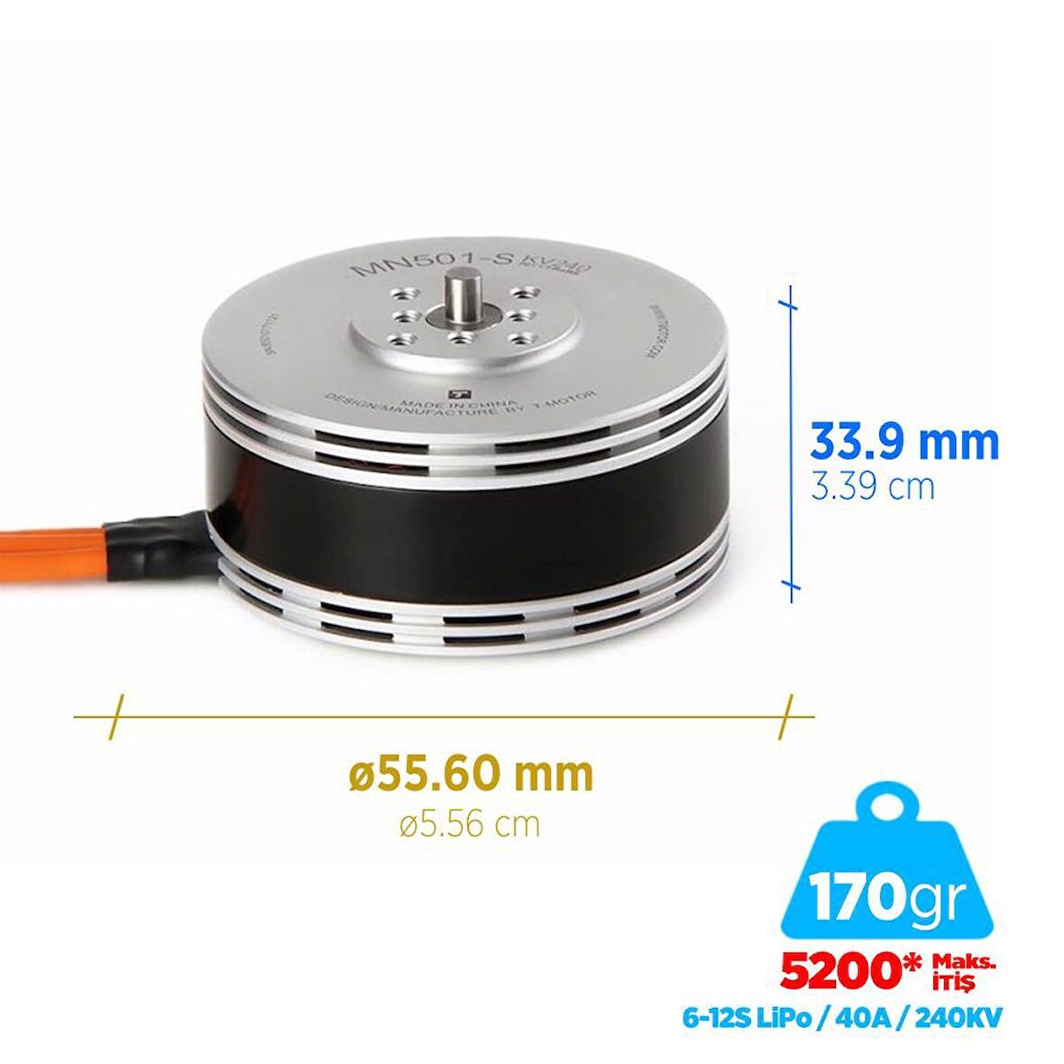 T-Motor MN501-S 240KV Brushless Fırçasız Brushless Fırçasız UAV Motor Multikopter Multi-rotor Quadcopter Hexacopter Drone Motoru