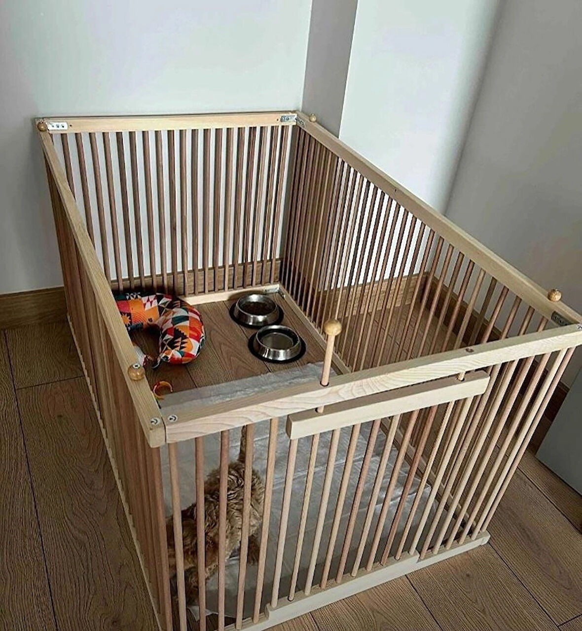 Reyo Ahşap Köpek Çiti 100x60x70 Cm Köpek Oyun Alanı, Evcil Hayvan Oyun Alanı, Köpek Çiti, Tavşan Çiti