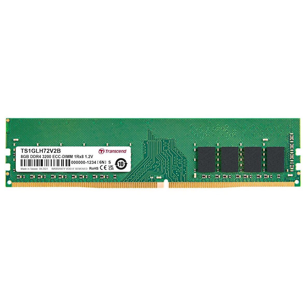 Transcend TS1GLH72V2B 8GB DDR4 3200 ECC-DIMM 1 Rx8  1 Gx8 CL22 1.2V   sunucu bellek