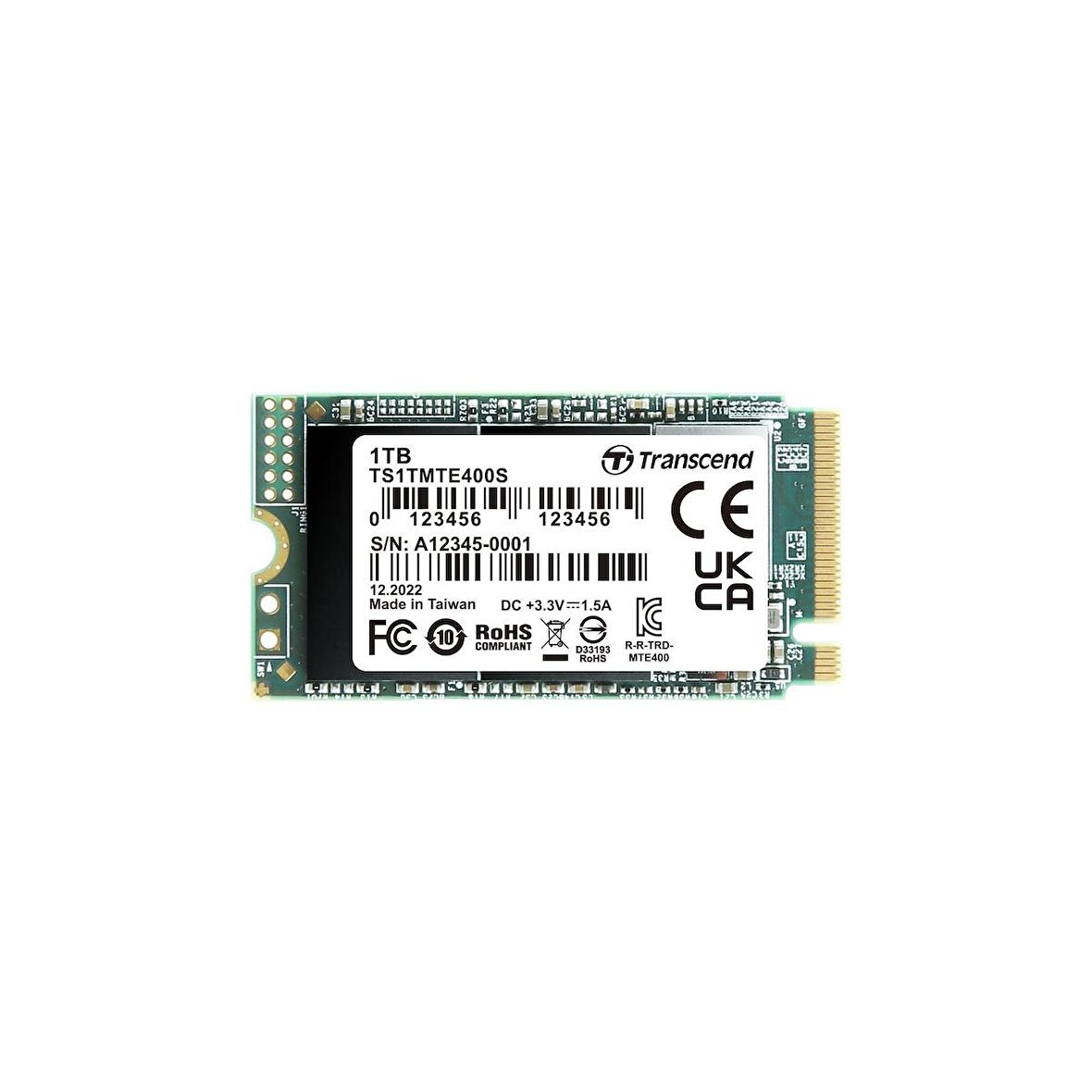 Transcend TS1TMTE400S 1TB 2.000/1.700 MB/s PCIe Gen3x4 NVme 3D TLC M.2 SSD