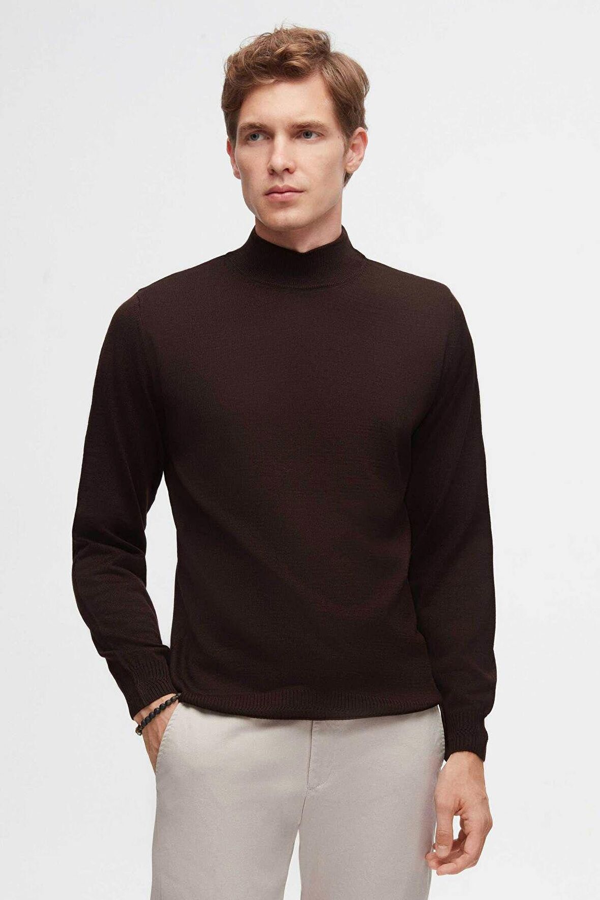 Ds Damat Regular Fit Kahverengi Düz Örgü Kazak 3HF062436275M