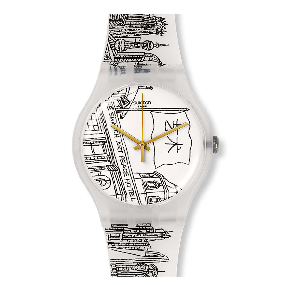 Swatch BLACK & WHITE THE SWATCH ART PEACE HOTEL SUOZ197 Kol Saati
