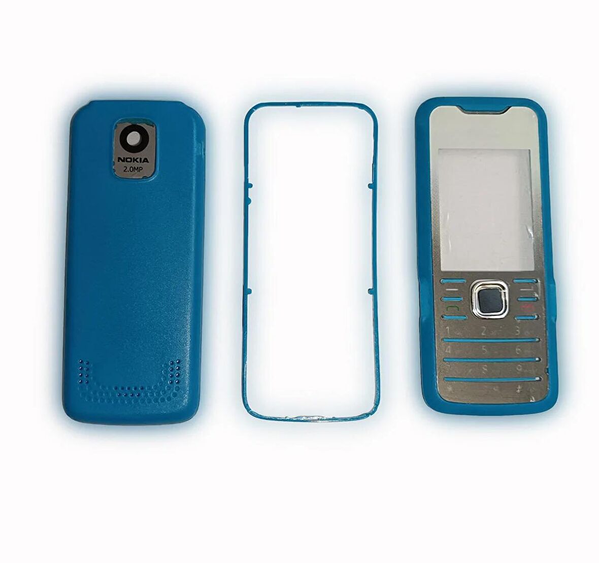 Nokia 7210s Kapak Nokia 7210 uyumlu Mavi ön Kapak Arka Kapak ve Tuş Takımı