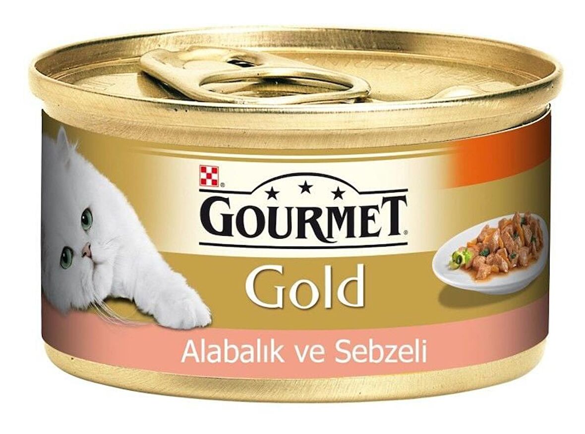 Gourmet Gold Alabalık ve Sebzeli Yetişkin Konserve Kedi Maması 85 Gr