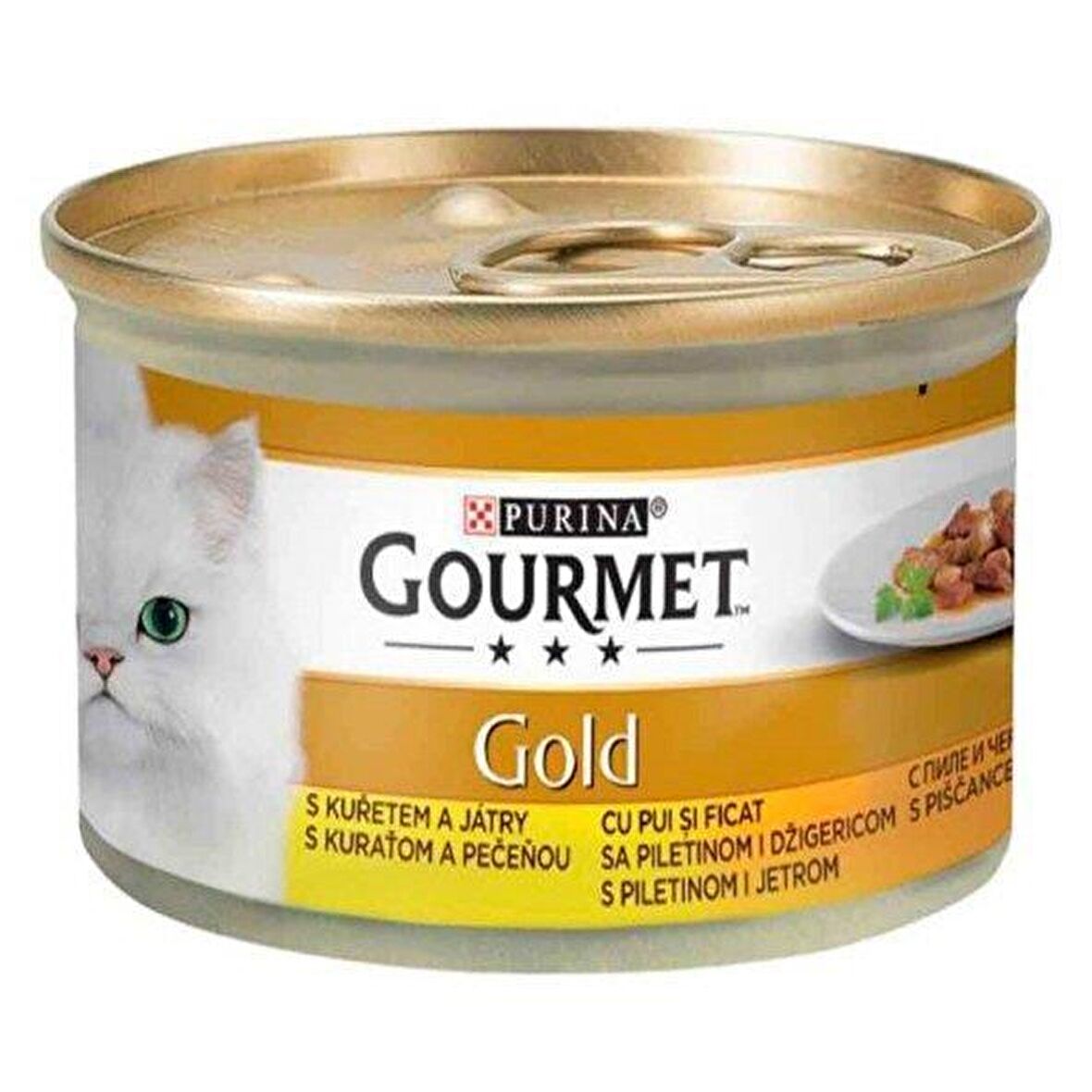 Gourmet Gold Soslu Parça Etli Tavuklu Ciğerli Yetişkin Kedi Konservesi 85gr 12 Adet