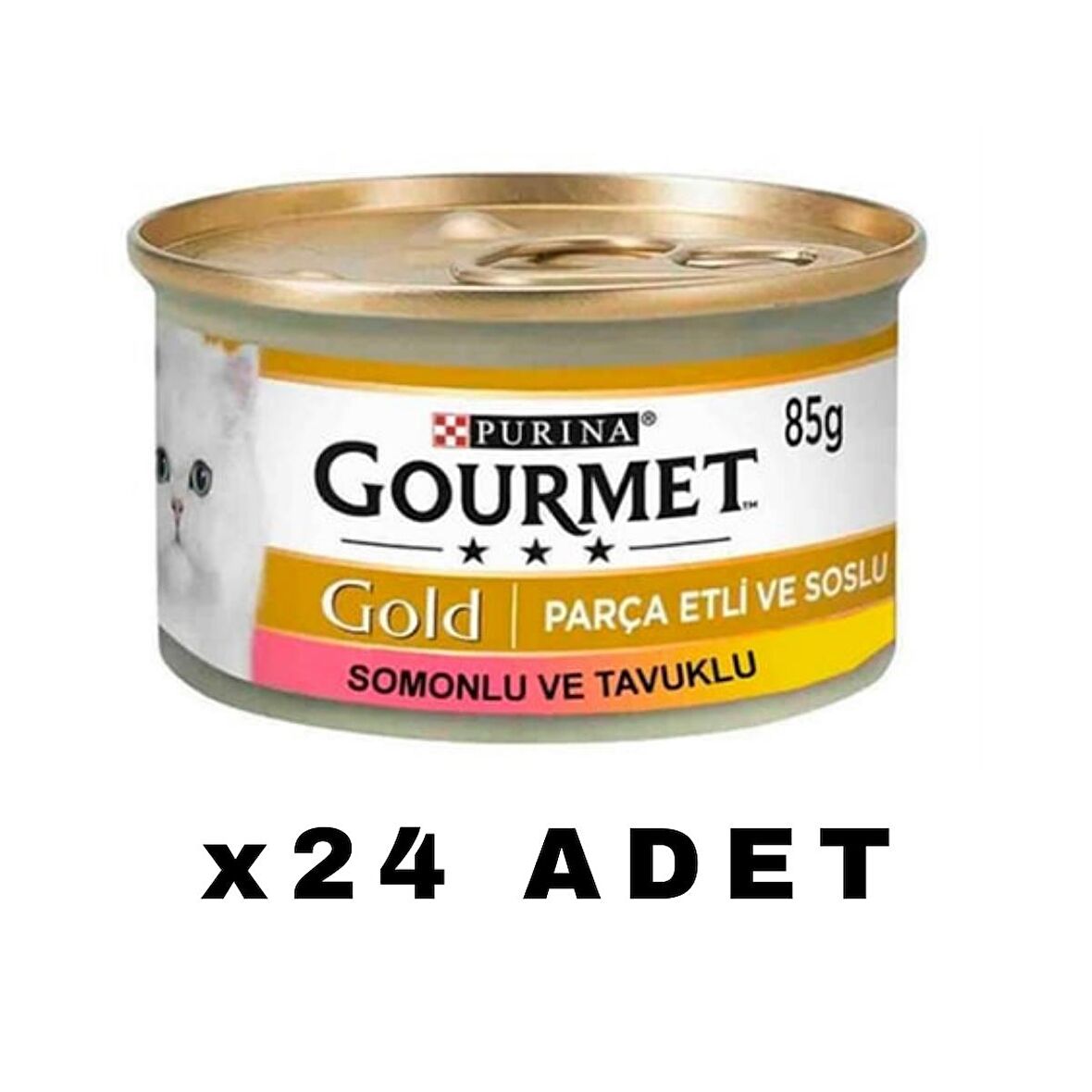 Gourmet Gold Parça Etli Somonlu ve Tavuklu Yetişkin Kedi Konservesi 85 Gr x 24 ADET