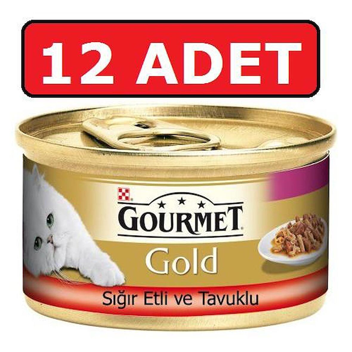 Gourmet Gold Sığır Etli ve Tavuklu Çifte Lezzet Kedi Konservesi 85 Gr x 12 Adet