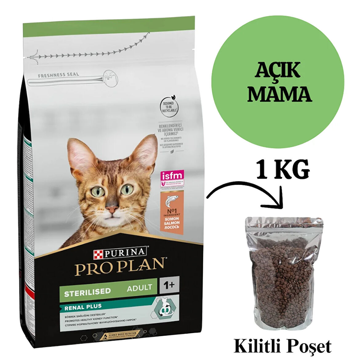 Pro Plan Sterilised Somonlu Kısırlaştırılmış 1 kg Yetişkin Kedi Maması - Bölünmüş Paket