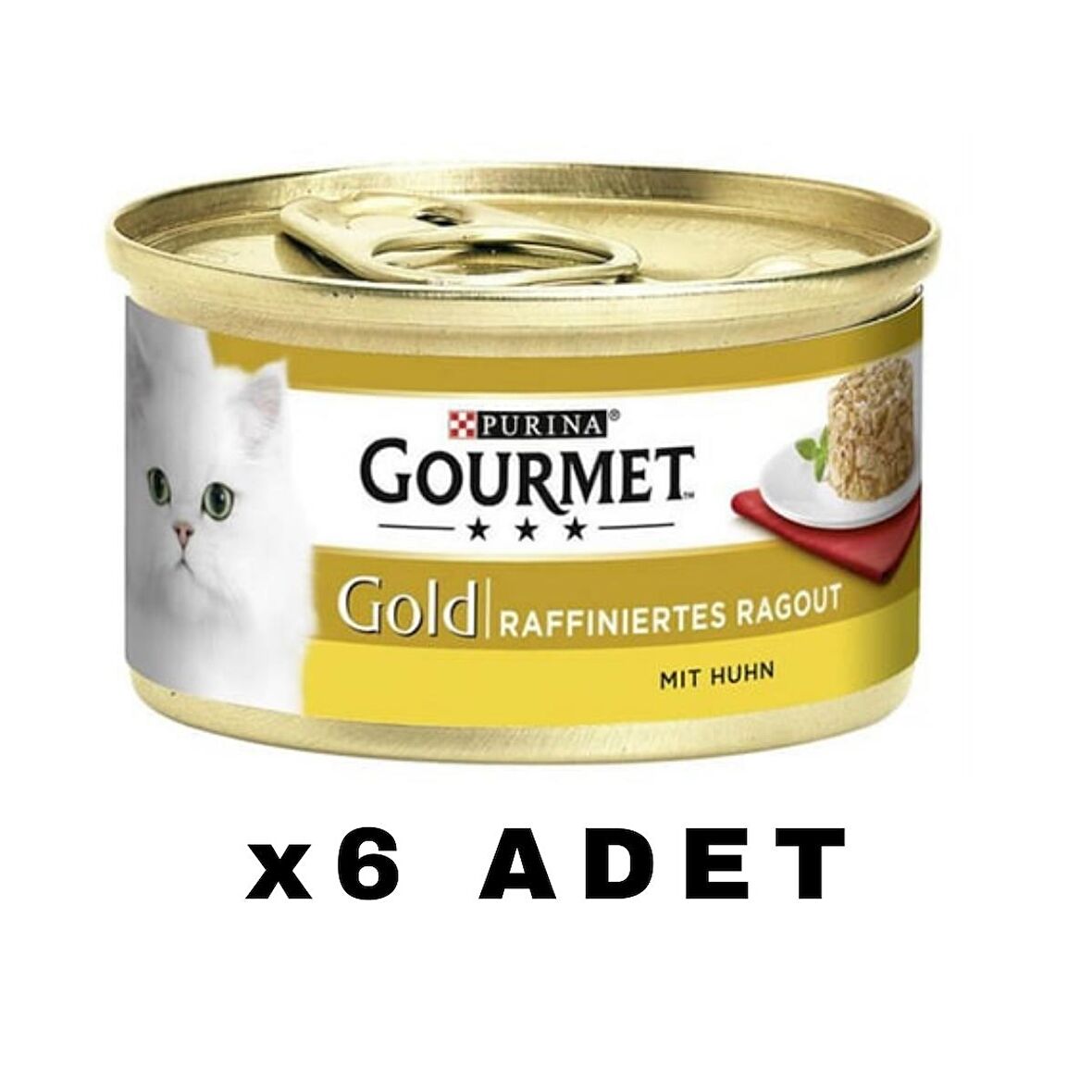 Gourmet Gold Savoury Cake Parça Etli Tavuklu Yetişin Kedi Konservesi 85Gr x 6 ADET