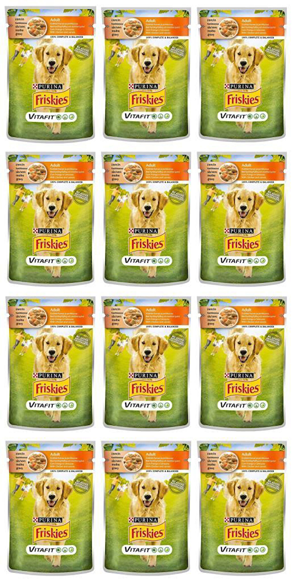 Friskies Tavuklu ve Havuçlu Yetişkin Yaş Köpek Maması. 100 gr * 12 Adet