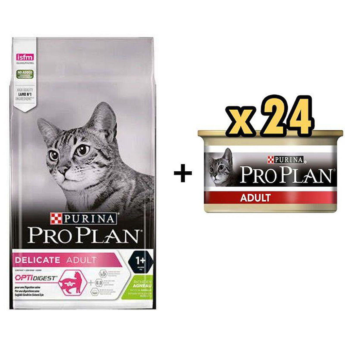 Pro Plan Delicate Kuzulu Yetişkin Kedi Maması 1.5 Kg + 24 Adet Proplan Adult Tavuk Etli Yetişkin Kedi Konservesi 85 Gr  
