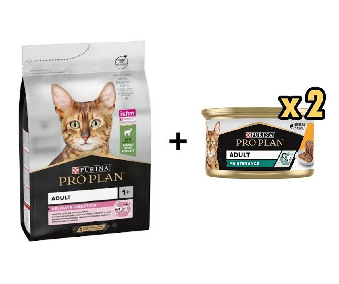 Pro Plan Delicate Kuzulu Yetişkin Kedi Maması 10 Kg + 2 Adet Pro Plan Tavuklu Kedi Konservesi 85 Gr