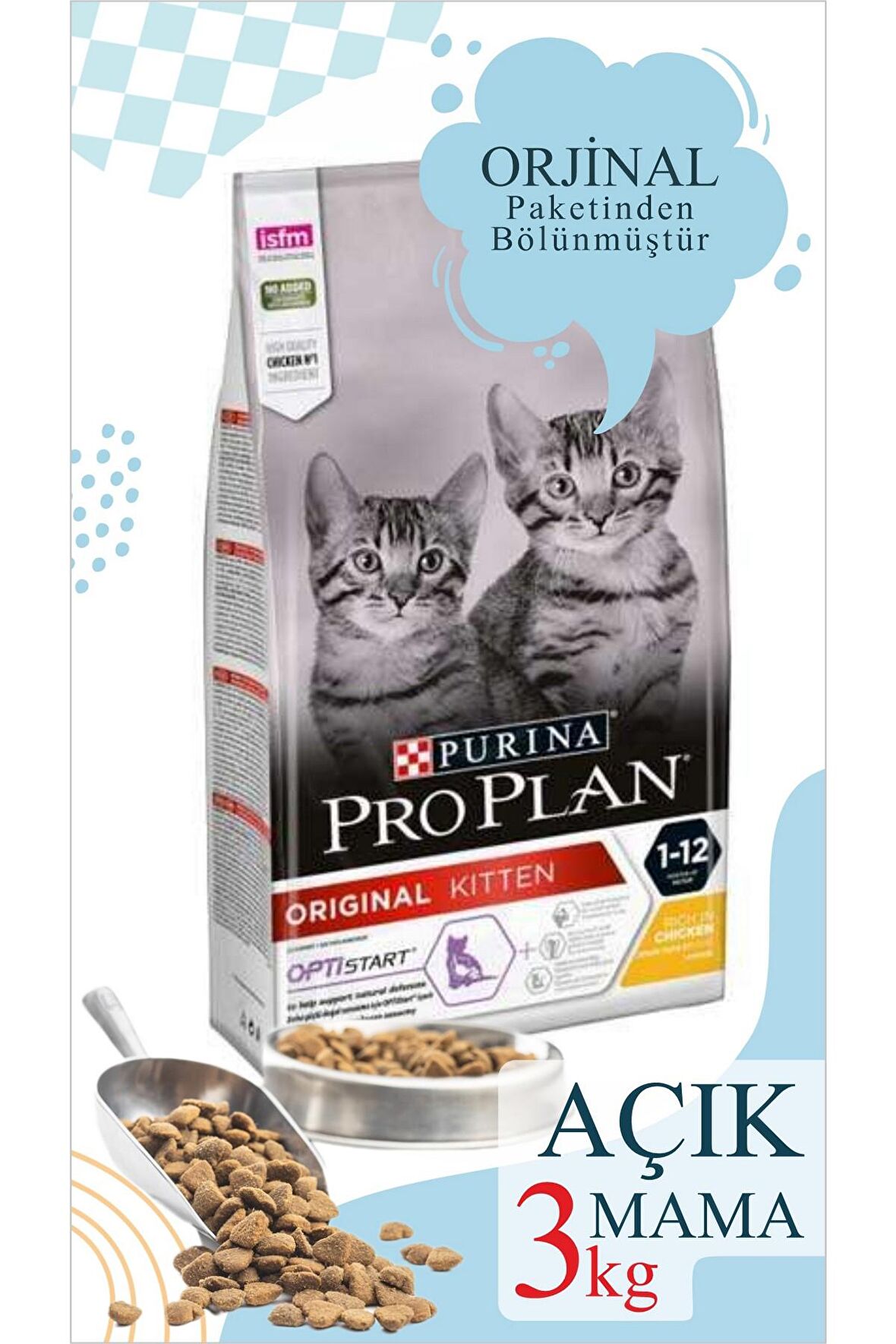 3 Kg Vakumlu Poşet Pro Plan Tavuklu Pirinçli Yavru Kedi Mamasi Yüksek Proteinli