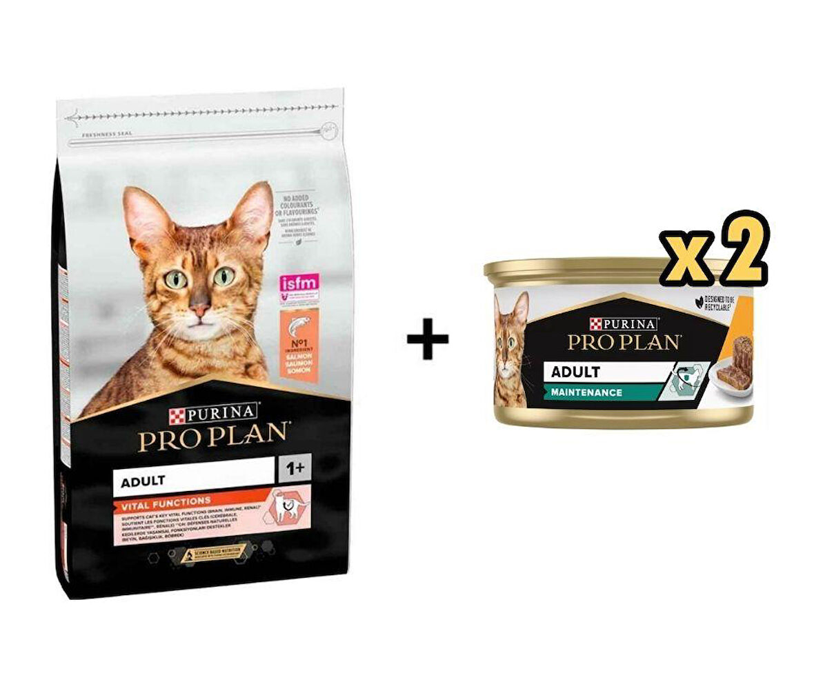Pro Plan Somonlu Kedi Maması 10 Kg + 2 Adet Pro Plan Tavuklu Kedi Konservesi 85 Gr