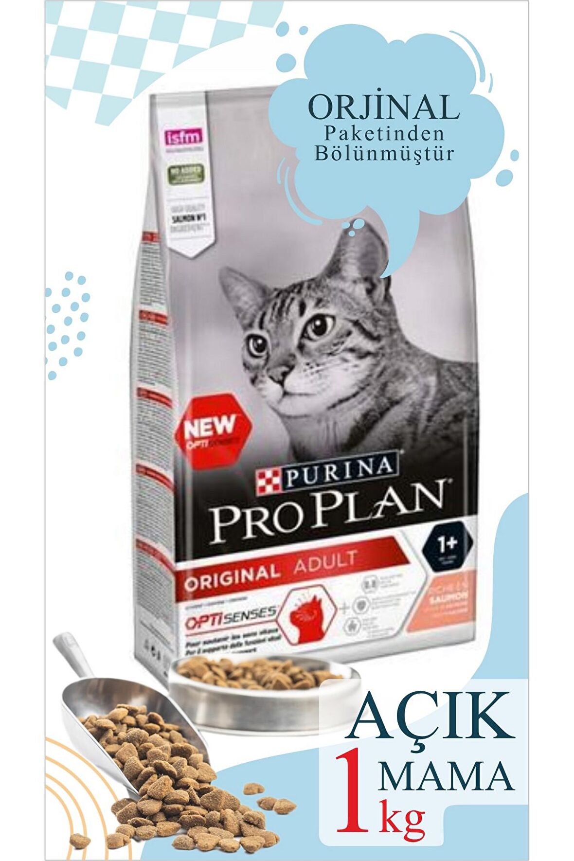 1 Kg Vakumlu Poşet Pro Plan Somonlu Yetişkin Kedi Maması Yüksek Proteinli