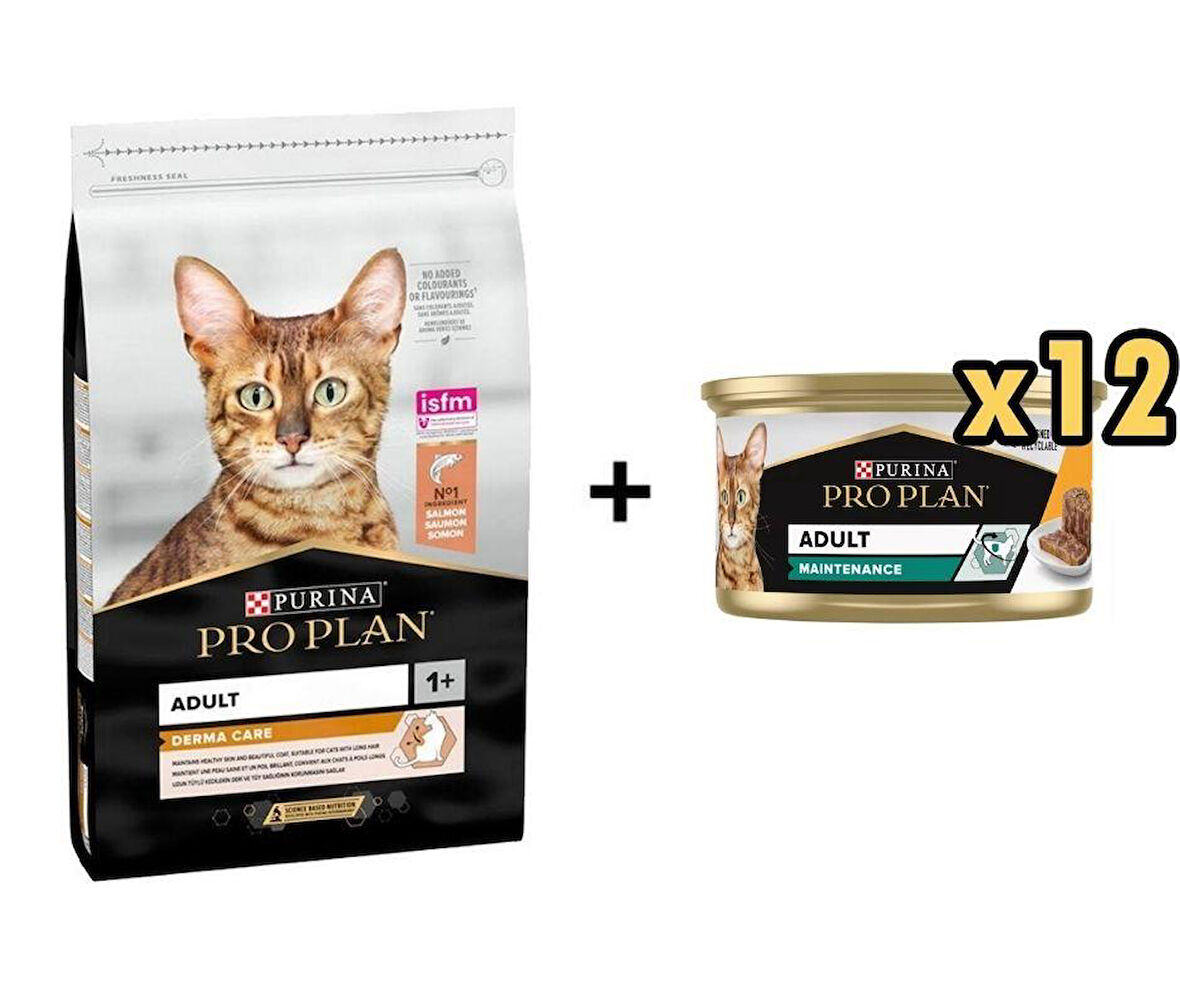 Pro Plan Elegant Somonlu Yetişkin Kedi Maması 3 kg + 12 Adet Proplan Adult Tavuk Etli Yetişkin Kedi Konservesi 85 Gr 