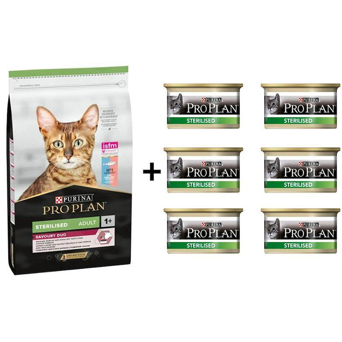 Pro Plan Kısırlaştırılmış Morina ve Okyanus Balıklı Yetişkin Kuru Kedi Maması 10 KG + 6 Adet Proplan Sterilised Ton ve Somonlu Kısırlaştırılmış Kedi Konservesi 85 Gr