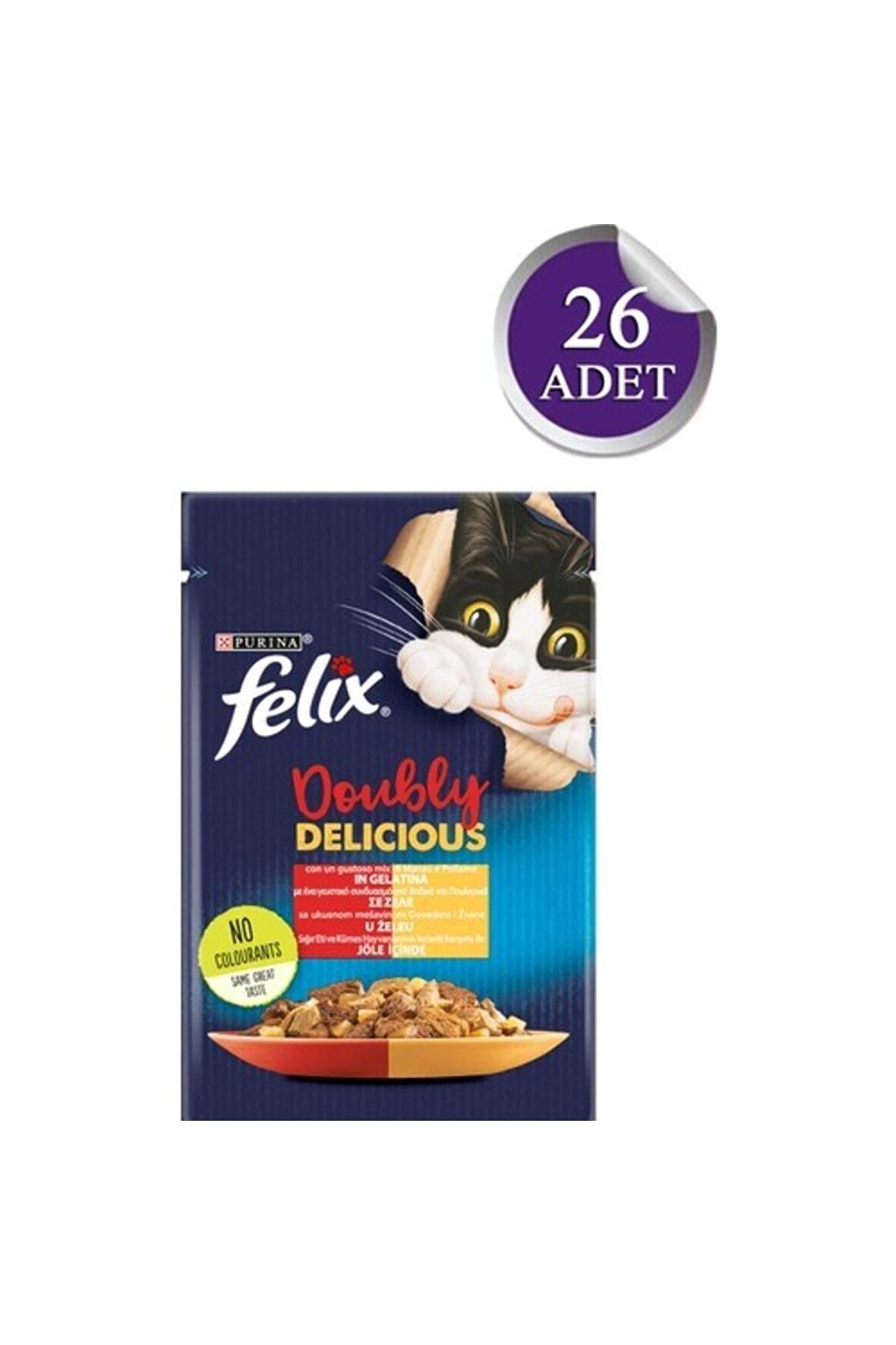 Felix Sığır Etli ve Tavuklu Yaş Kedi Maması 85gr x 26 Adet