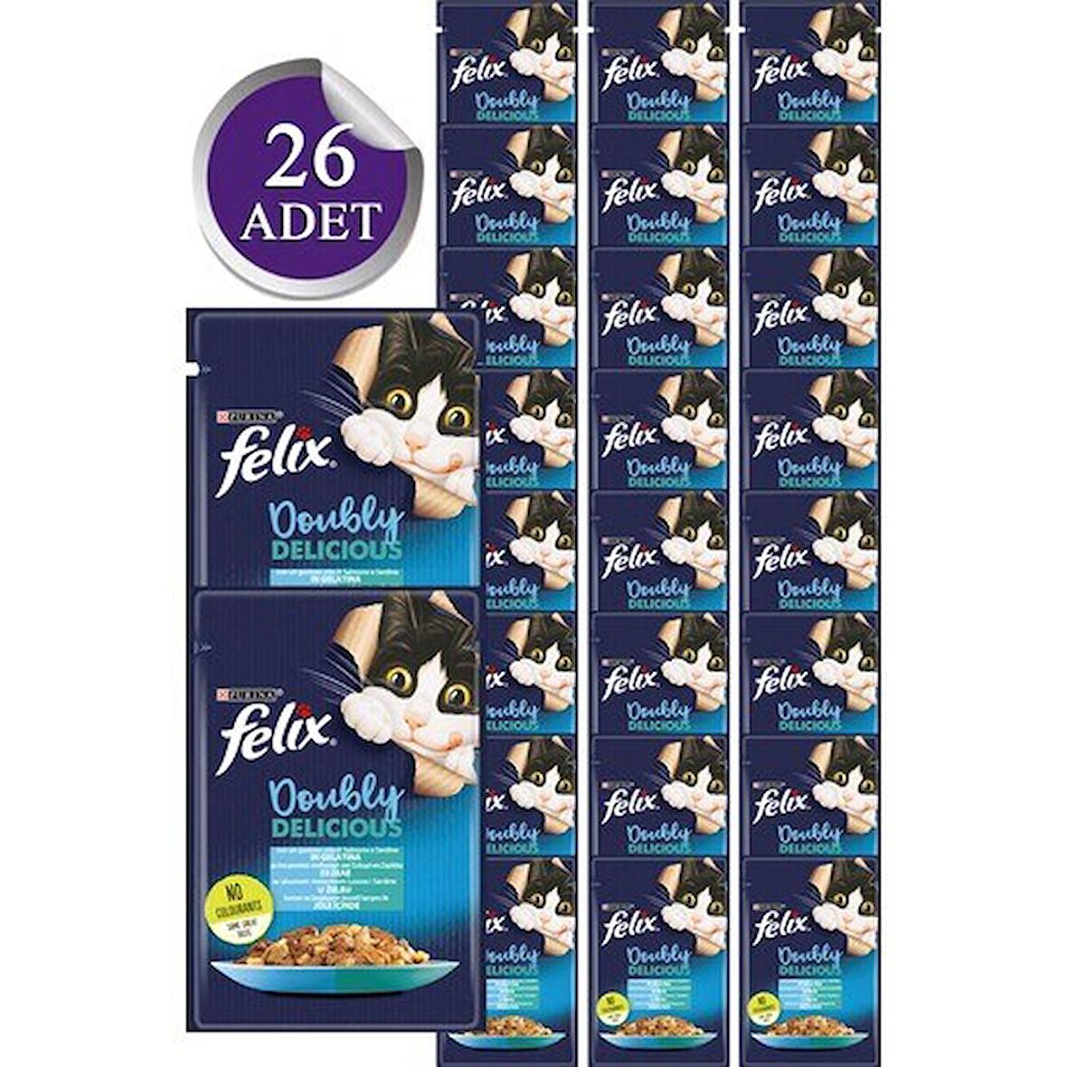 Purina Felix Pouch Sardalya ve Somonlu Yetişkin Kedi Maması 26 x 85 G