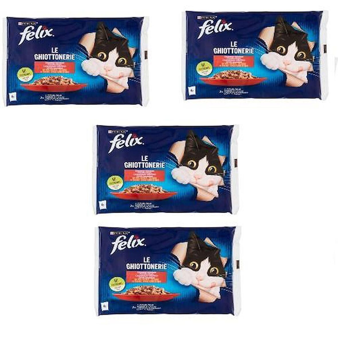 Felix Multipack Sığır ve Tavuk Etli Yetişkin Yaş Kedi Maması 85 gr x  4 adet 