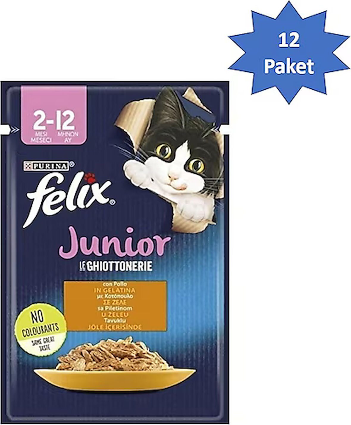 Felix Yavru Tavuk Etli Kedi Yaş Mama 85 Gr x 12 ADET